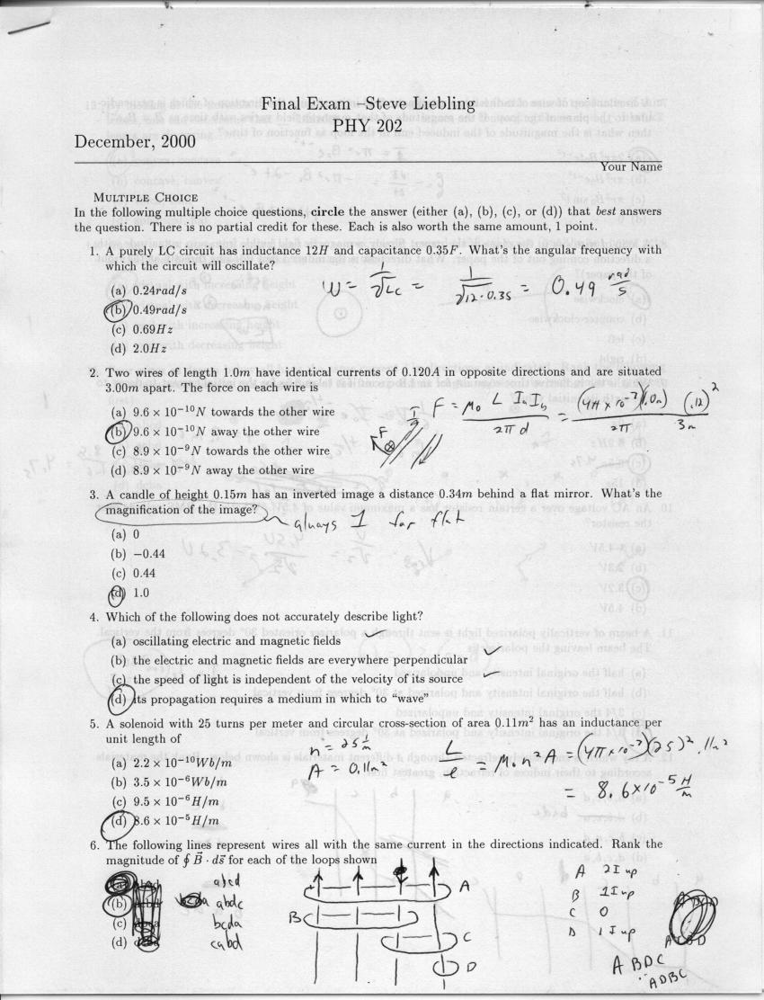 Physics 202 Final Exam